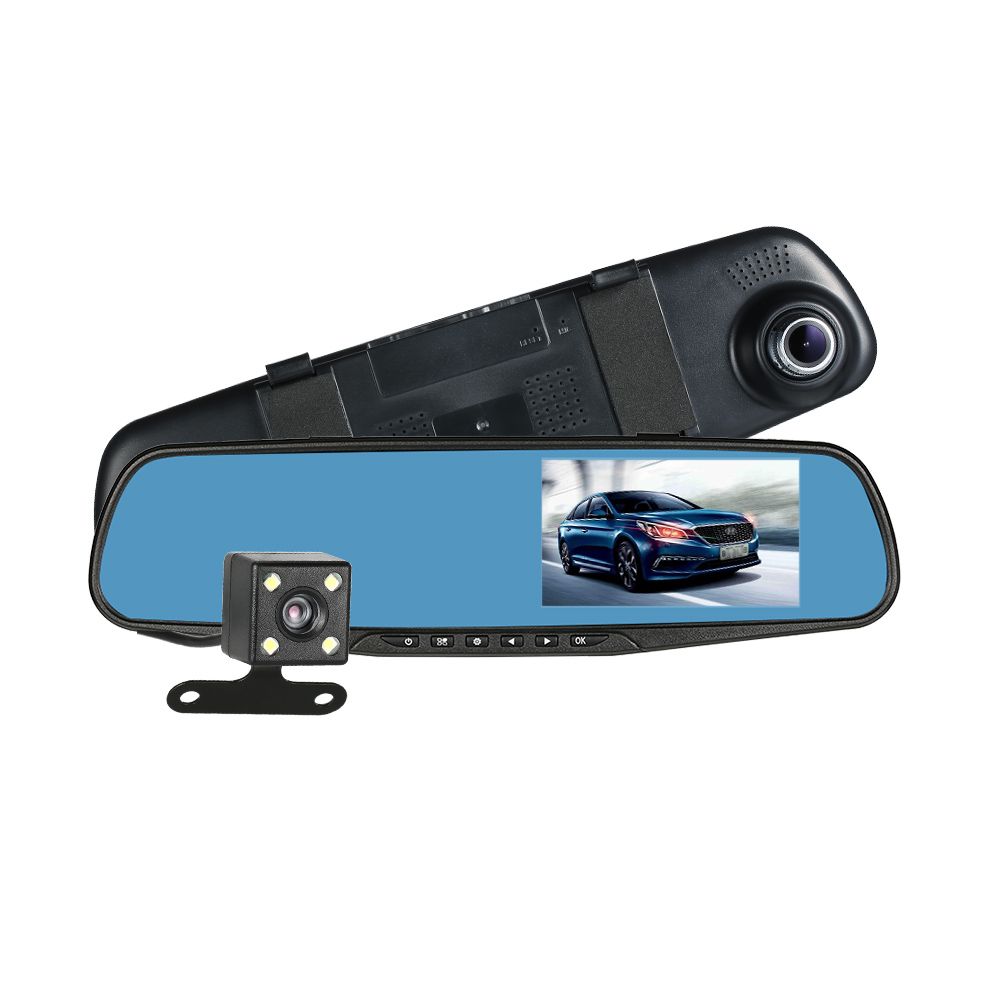 Kkmoon Fhd 1080p 4 3 Dual Lens Car Dvr Camera Recorder Rear View Mirror Dash Cam