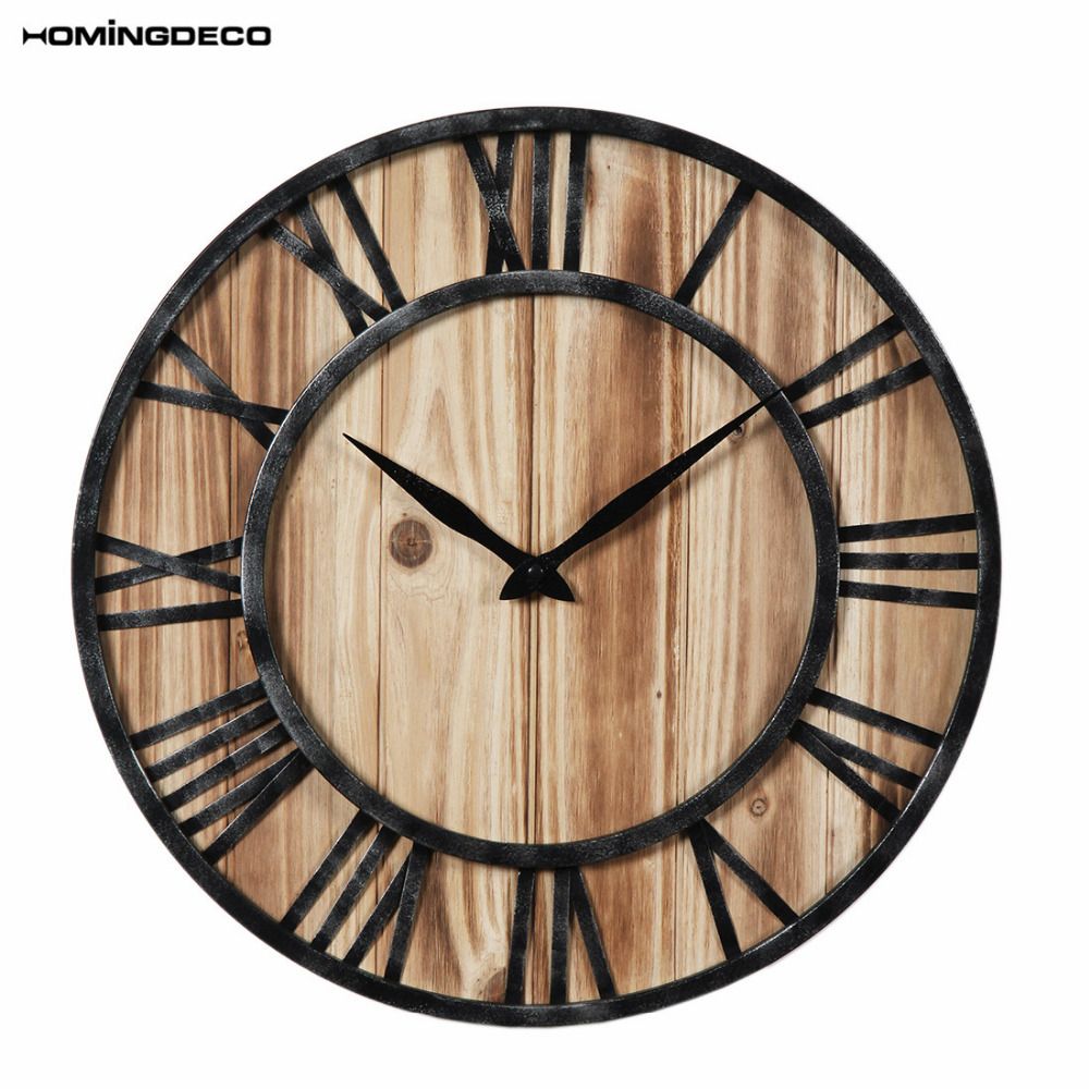 Homingdeco Home Decoration Wall Clock Wooden Hollowed Out Living Room Clocks Hanging Decor