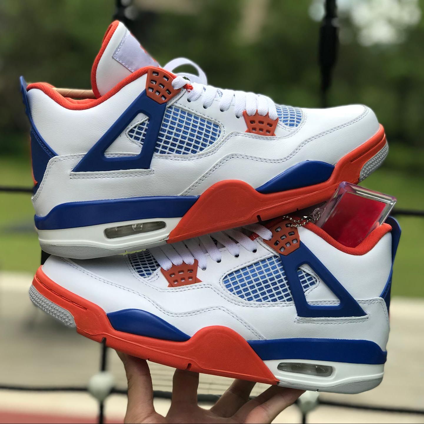 red white and blue basketball shoes