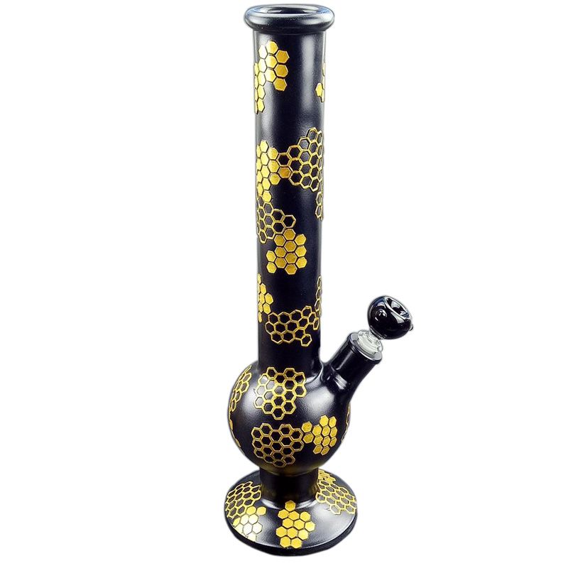 2020 Gold And Black Basic Big Bong 17.7inch Tall 18.8mm