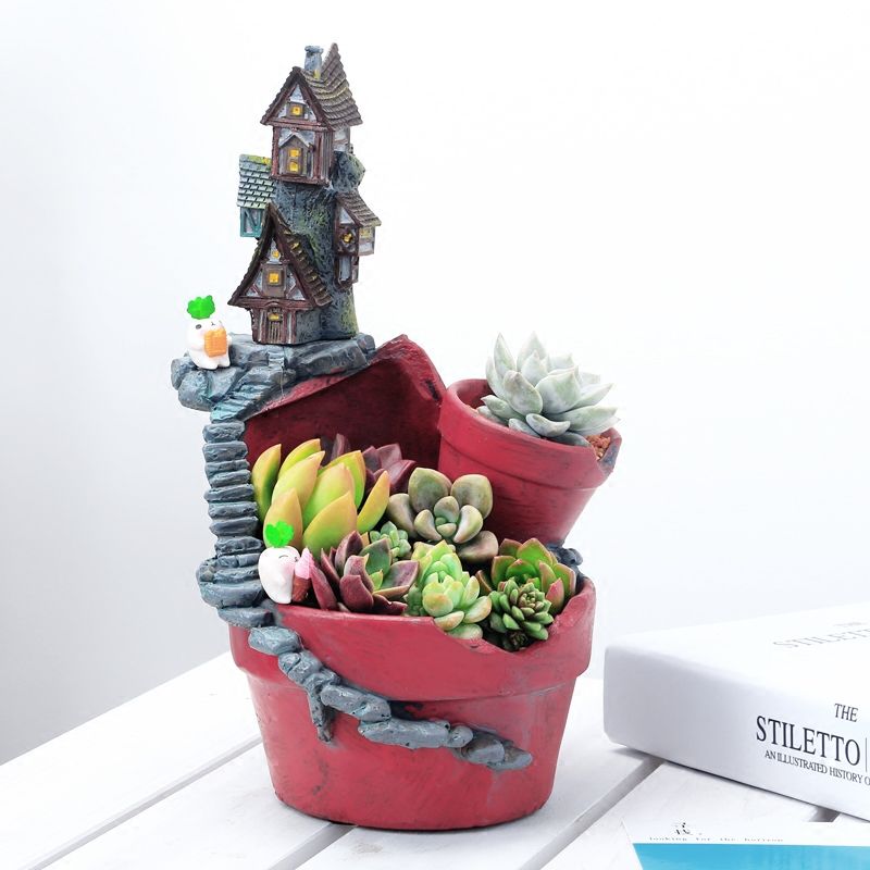 2019 2018 New Arrival Rural House Flower Pots Resin Flowerpot 2019 2018 New Arrival Rural House Flower Pots Resin Flowerpot Succulent Plant Fairy Garden Bonsai Planter Home Decoration From Hopestar168