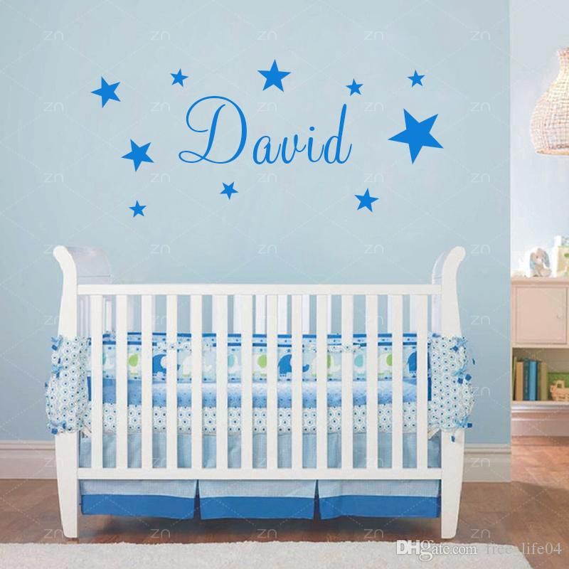 lh488 stars personalise custom name vinyl wall sticker for kids room