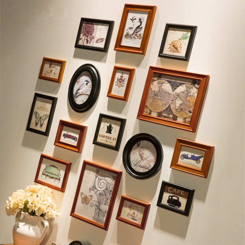 American Style Wooden Picture Frame Set Wall Mounted Photo Frames American Style Wooden Picture Frame Set Wall Mounted Photo Frames Combination Home Living Room Decor Brown Black Uk 2019 From Cindy668
