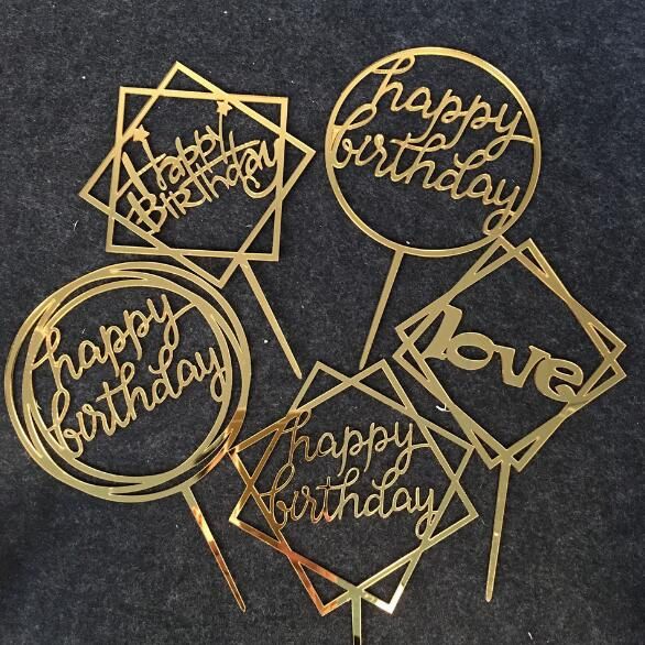 2021 Happy Birthday Love Cake Topper Acrylic Birthday Party Decoration 