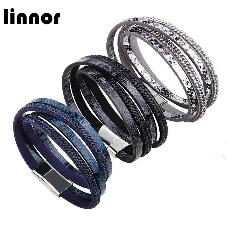 Women Fashion Bling Bracelet Stainless Steel Buckle Bangle Lady