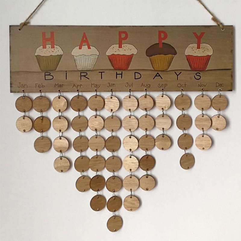 wooden happy birthday reminder