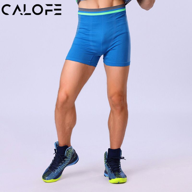 CALOFE Quick Dry Running Shorts Men Striped Patchwork Breathable Sport