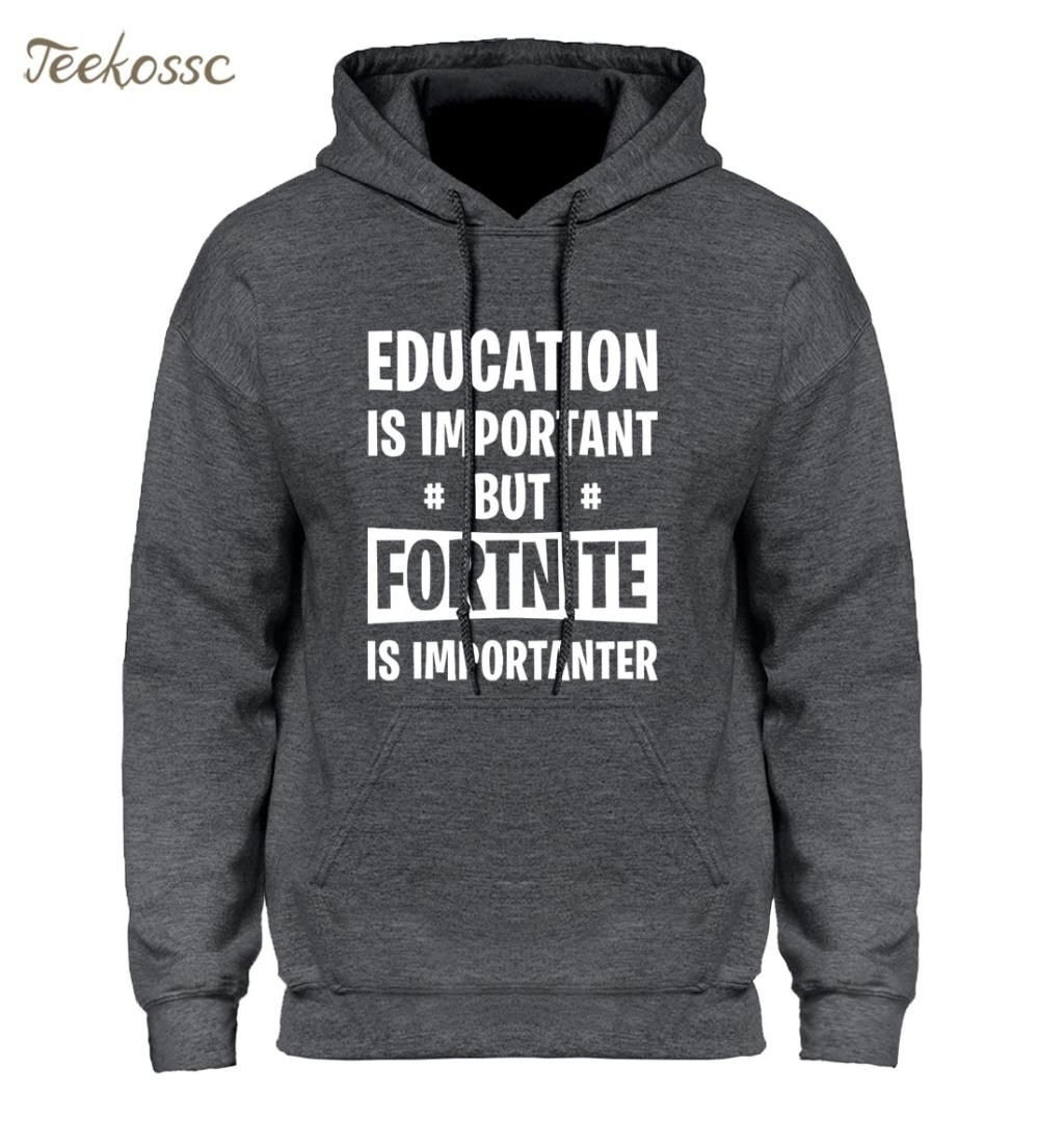 2019 fortnite hoodie men education is important but fortnite is importanter hoodies mens game battle royale funny hooded sweatshirt from meizuang - fortnite hoodie cheap
