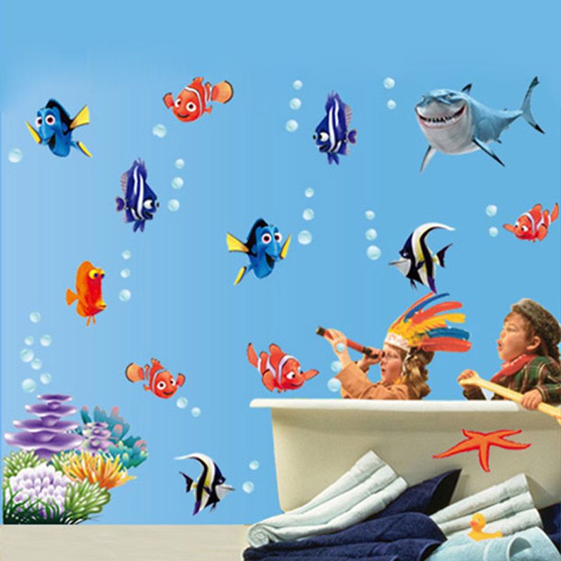 fish bubble starfish cartoon wall sticker for wall stickers shower