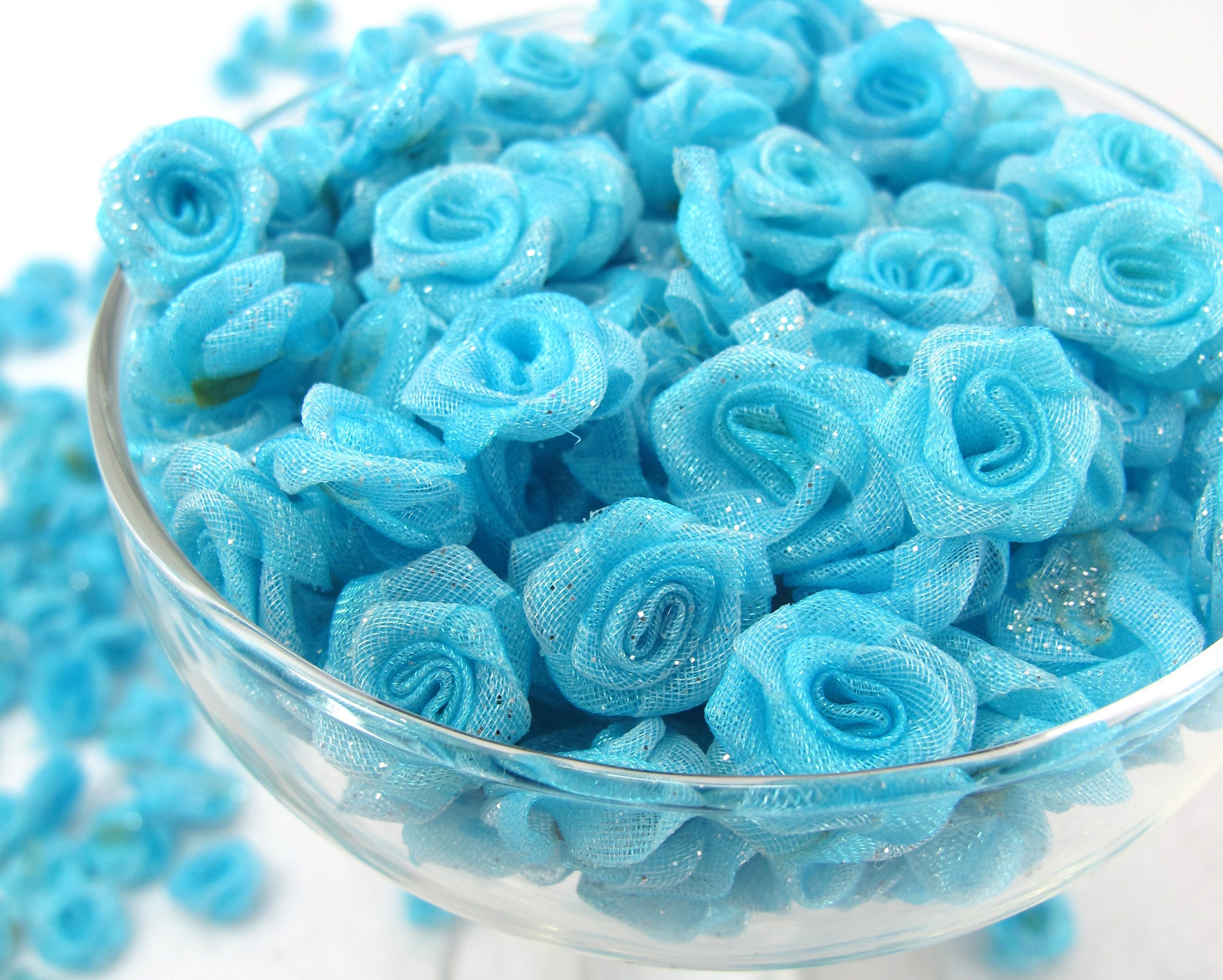 Chiffon Rose Flower Budssky Blue Flower Applique Bow Accessories