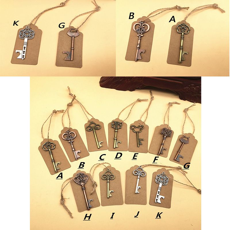 Beer Wine Bottle Opener Vintage Keychain Pendant Tags Wedding