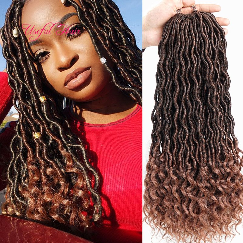 18 بوصة الكروشيه آلهة Locs الاصطناعية ملحقات الشعر فو Locs مجعد جدارة الكروشيه الضفائر أومبير Kanekalon تجديل الشعر البوهيمي أقفال مارلي 2021 من Useful Hair 16 92ر س موبايل Dhgate