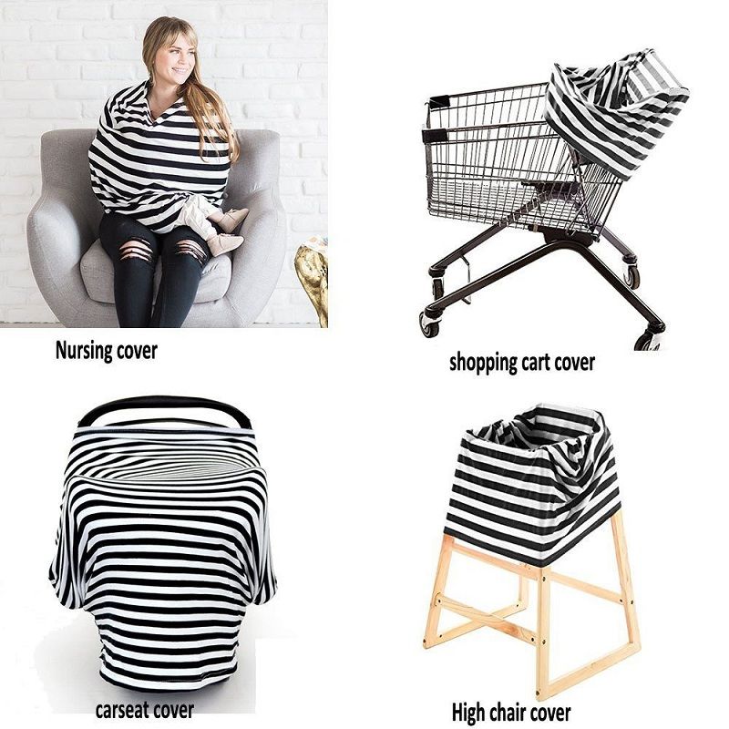 Multi Use Stretchy Cotton Baby Nursing Tfeeding Privacy Scarf Multi Use Stretchy Cotton Baby Nursing Tfeeding Privacy Scarf Blanket Stripe Infinity Car Seat Cover