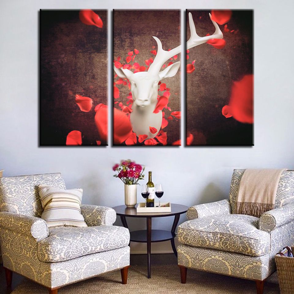 2018 Canvas Prints Poster Home Decor Frame White Deer Paintings For 2018 Canvas Prints Poster Home Decor Frame White Deer Paintings For Living Room Rose Flower Petal Pictures Wall Art From Cocoart2018 35 27 Dhgate Com