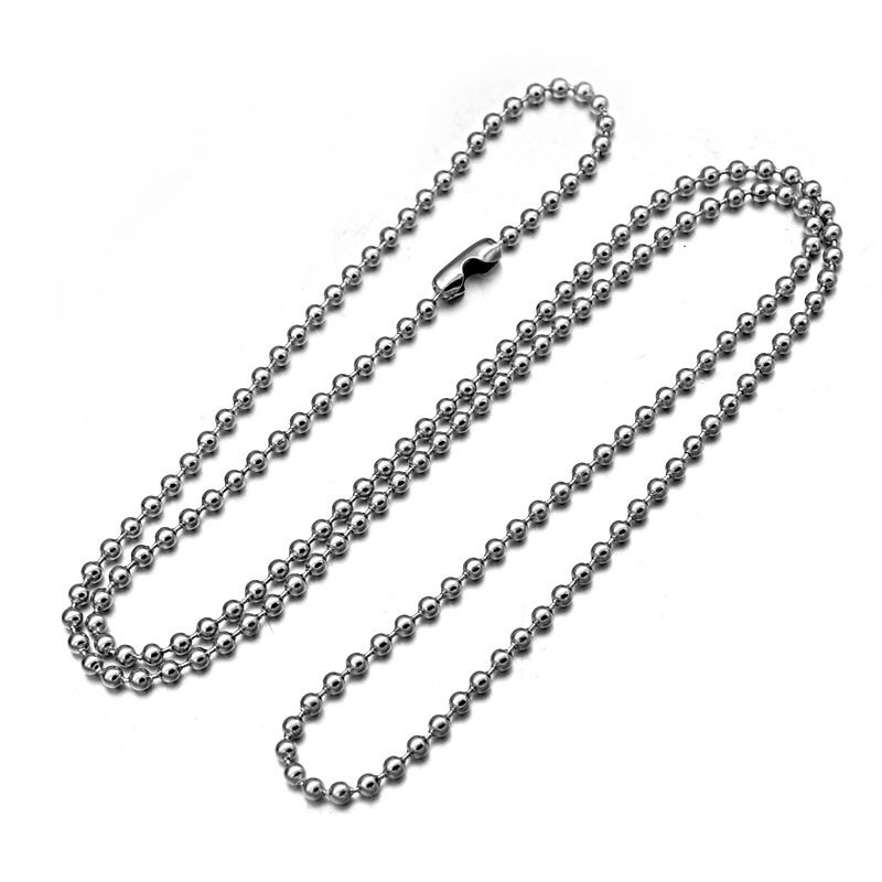 2021 3mm Chains Ball Bead Chain 60cm Silver Tone Stainless Steel Tag