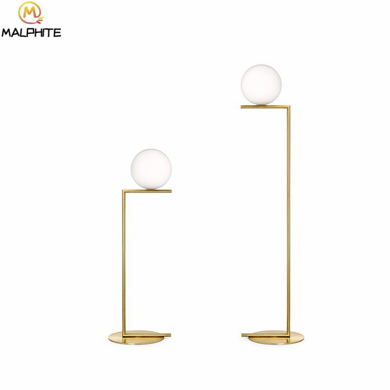 Post Modern Led Floor Lamps Nordic Er White Glass Staande Lamp Living Room Bedside Gold Deco Lighting Fixtures Standing