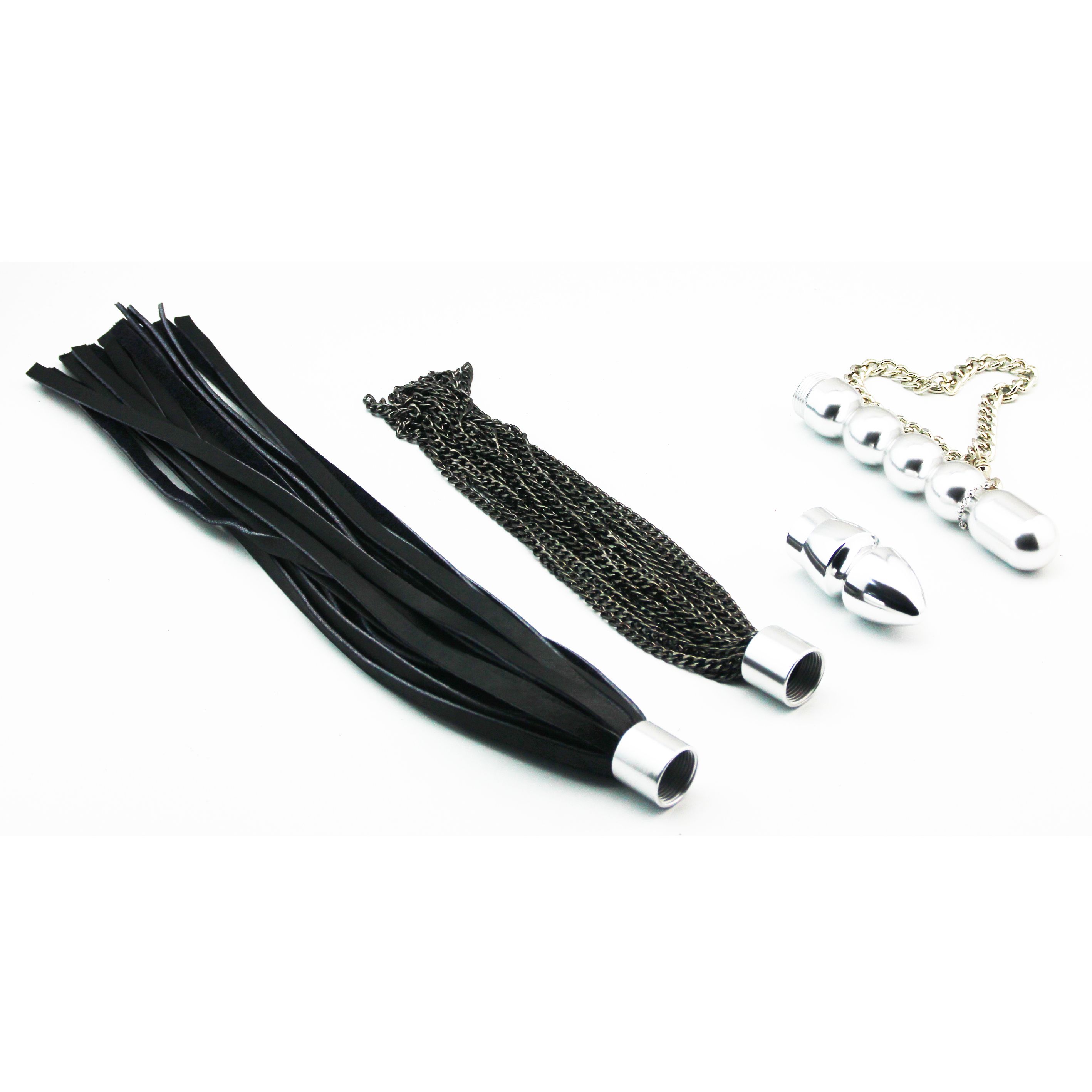 Multifunction Whip Kits Anal Plug Metal Dildo Cow Leather Flogger Metal 