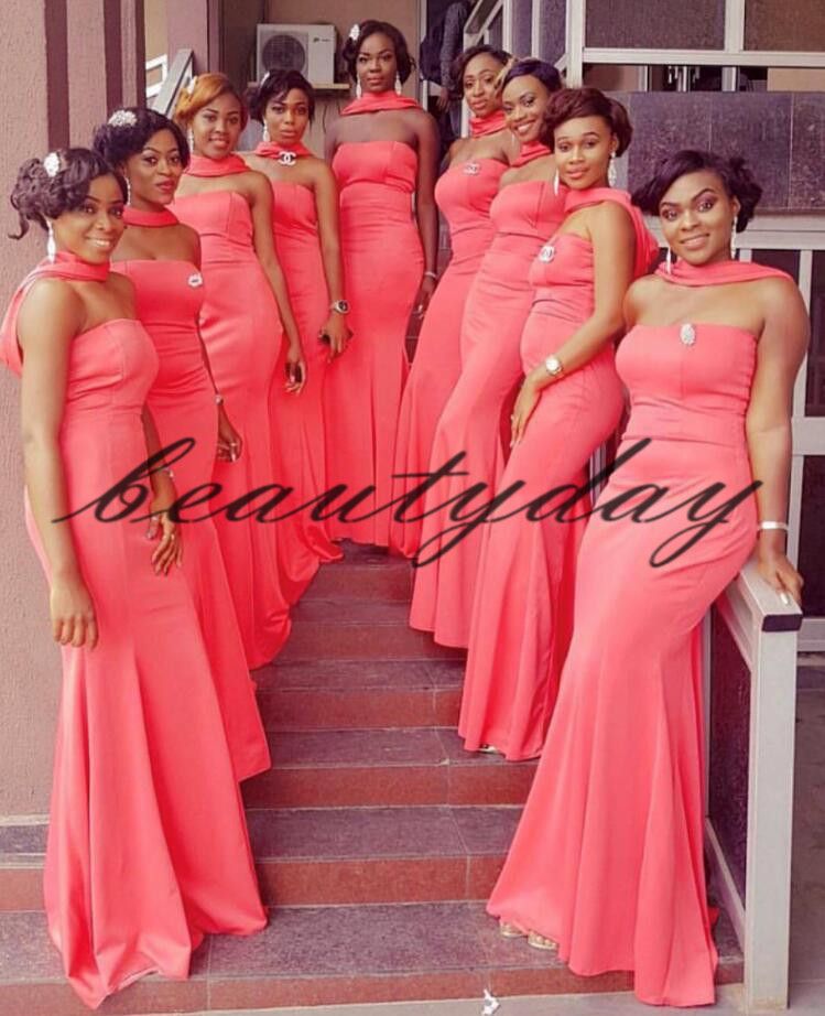  2019  African  Bridesmaid  Dresses  For Nigerian  Watermelon 