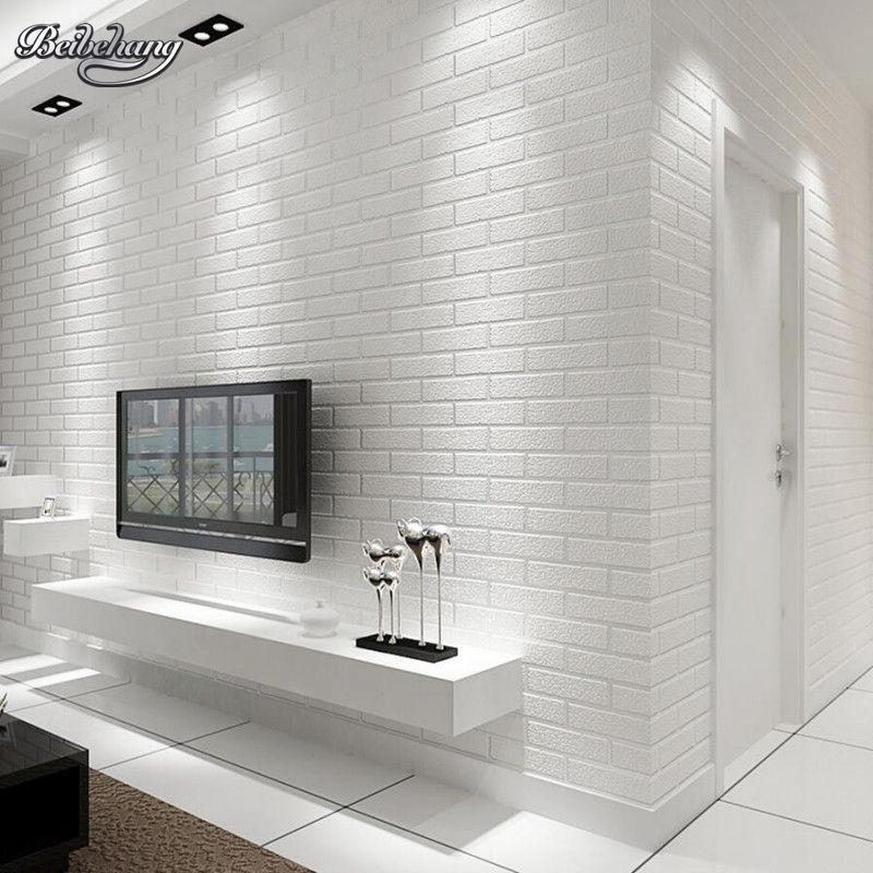 beibehang white brick wall bedroom dining room wallpaper modern 3d