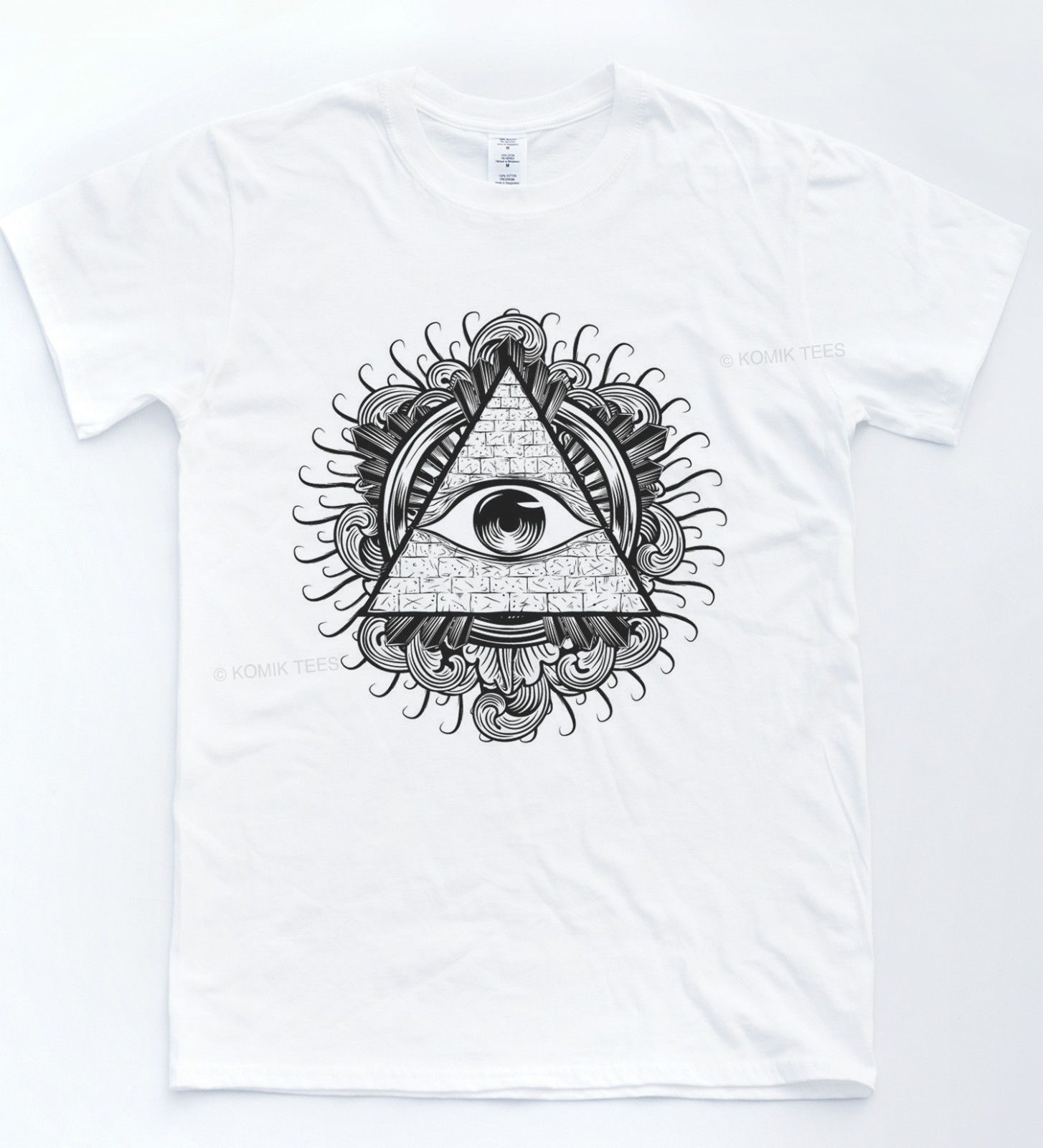 Compre Illuminati Eye Camiseta Indie Retro Tattoo Tee Sketch Pyramid