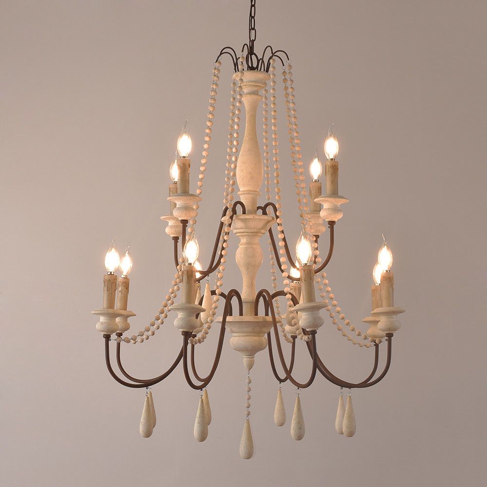 French Country White Gray Wooden Candle Chandelier 1 2 Tier Pendant French Country White Gray Wooden Candle Chandelier 1 2 Tier Pendant Lighting Bedroom Hanging Lights Ceiling Modern From Meilibaode2008