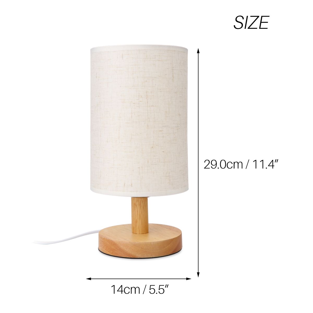 Minimalist Table Bedside Desk Lamp Fabric Shade Solid Wood Base E27 For Bedroom Living Room Bulb Is Not Included