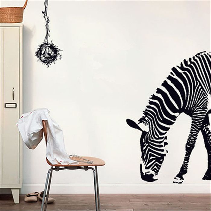 Black Sketch Large Zebra Wall Stickers Removable Home Decoration Art Tv Sticker Factory Whole