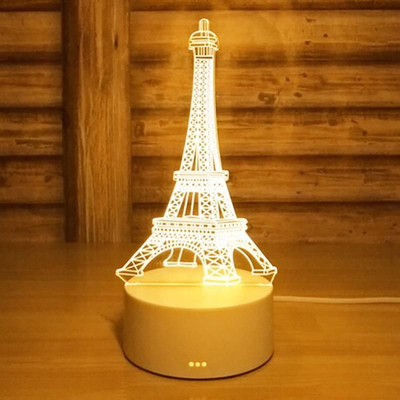 2019 Dc 5v Eiffel Tower 3d Acrylic Led Night Light Change Desk Table Dc 5v Eiffel Tower 3d Acrylic Led Night Light 7 Color Change Desk Table Lamp Birthday Gift Valentine S Day