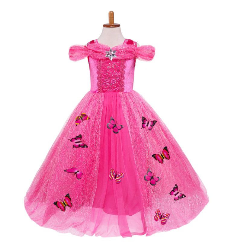 Compre Niñas Vestido De Dibujos Animados Niños Rosa Rojo ...