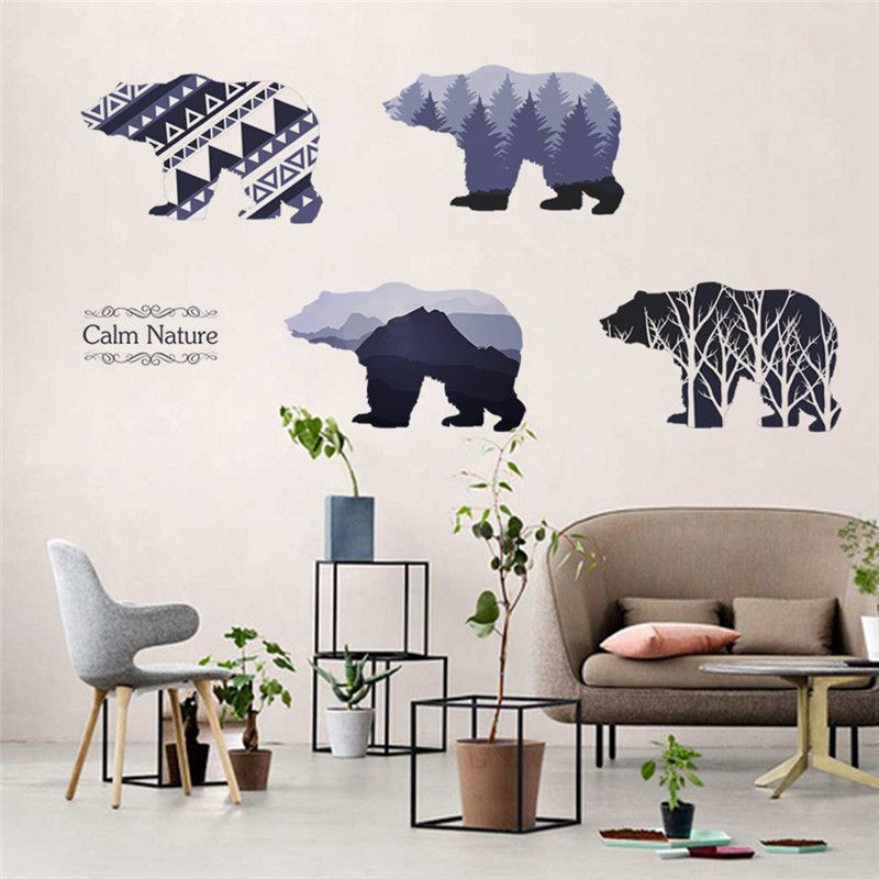 calm nature tree mountain bear 3d window beautiful film wall decal