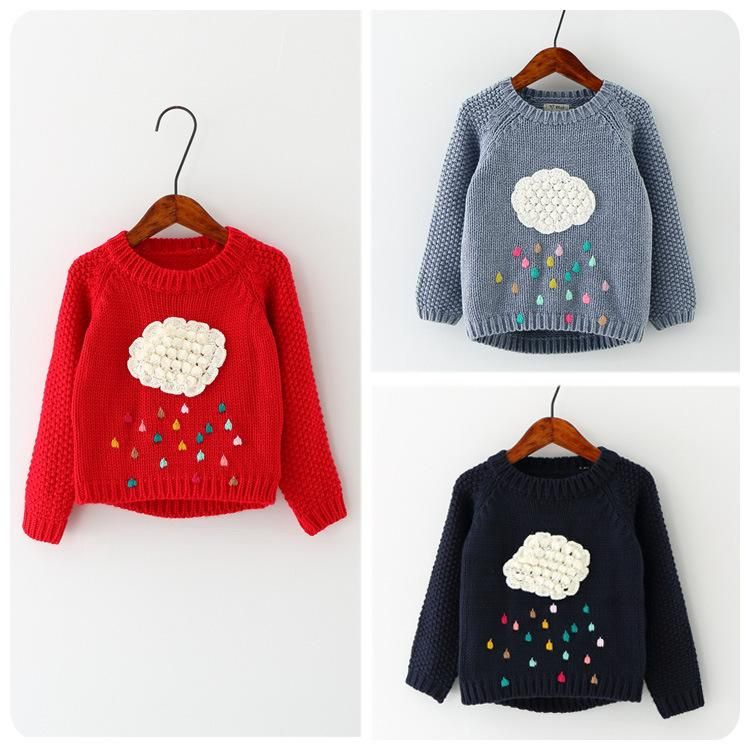 Autumn Winter Fashion Kid'S Jumper Clothing Cloud Flower Raindrops