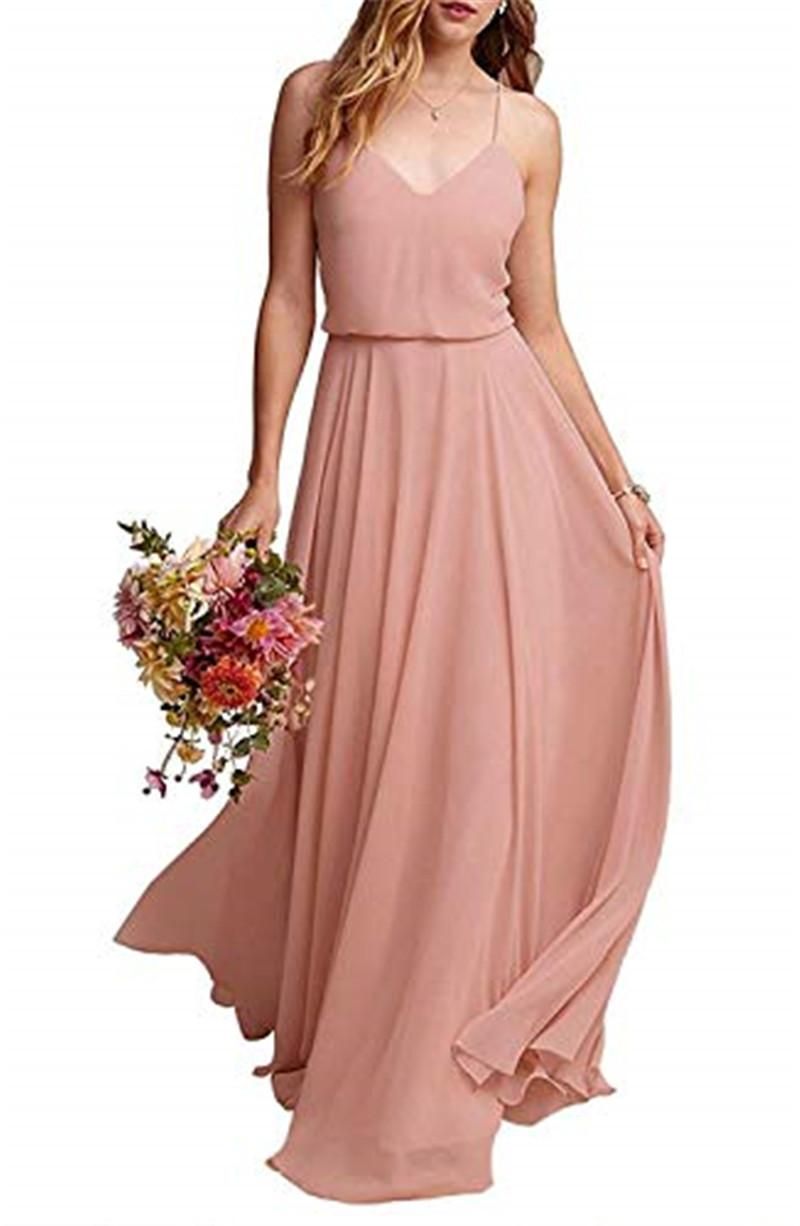 Fashion Chiffon Long Bridesmaid Dresses Chiffon Sleeveless ...