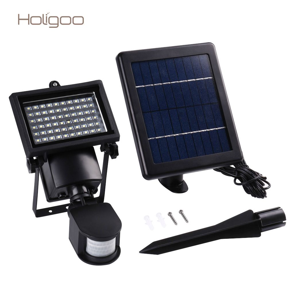 Holigoo Super Bright 60 Led Solar Lamp Waterproof Light Pir Motion Door Wall Outdoor Security Spot