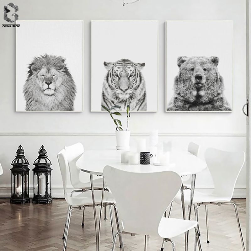 Tableau Animaux Sauvages Noir Et Blanc Cnj07 Napanonprofits