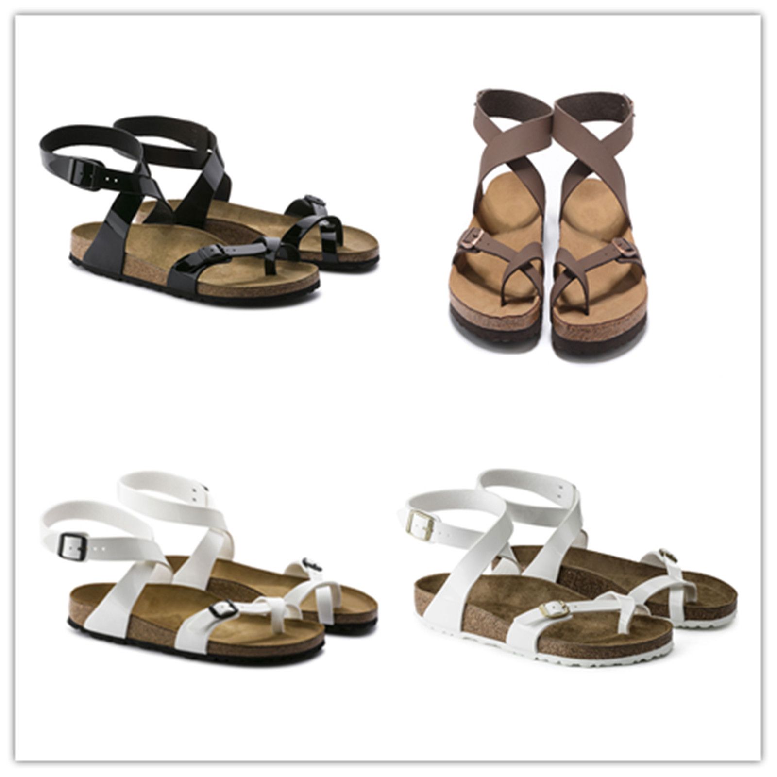 Slippers Women's Casual Comfortable Summer Arizona Hot Brand Heel Classic Flat Famous Ventilation Spring Leather Ankle Sandals Genuine Wrap kNwZ80PnOX