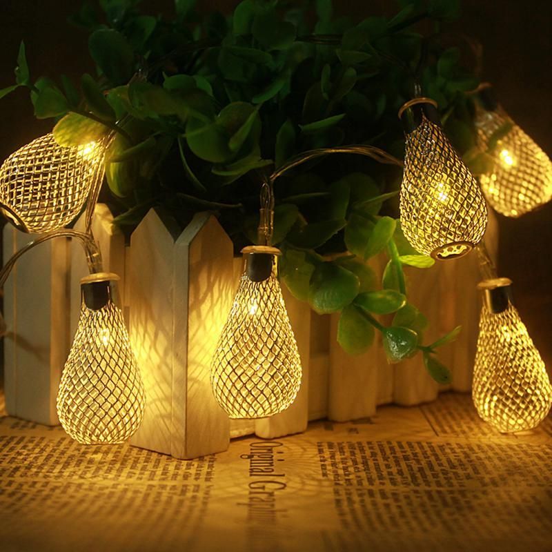 20led Led Strings Metal Drip String Lights Warm White Us Eu Plug 20led Led Strings Metal Drip String Lights Warm White Us Eu Plug Golden Patio Wedding Party Bedroom Holiday Decoration