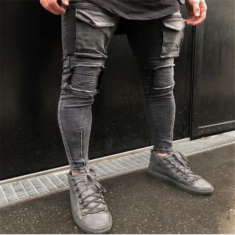 Acquista 2019 Moda All\\u0027ingrosso Moda Uomo Dritto Pantaloni Slim Jeans Denim Pantaloni Strappati Pantaloni Skinny Nuovi Jeans Mens Vestiti A $29.24 Dal