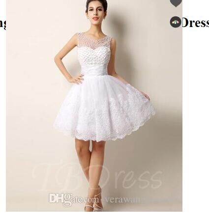 Pearls Beading Lace Short Beach Wedding Dress Sale Dresses Sexy