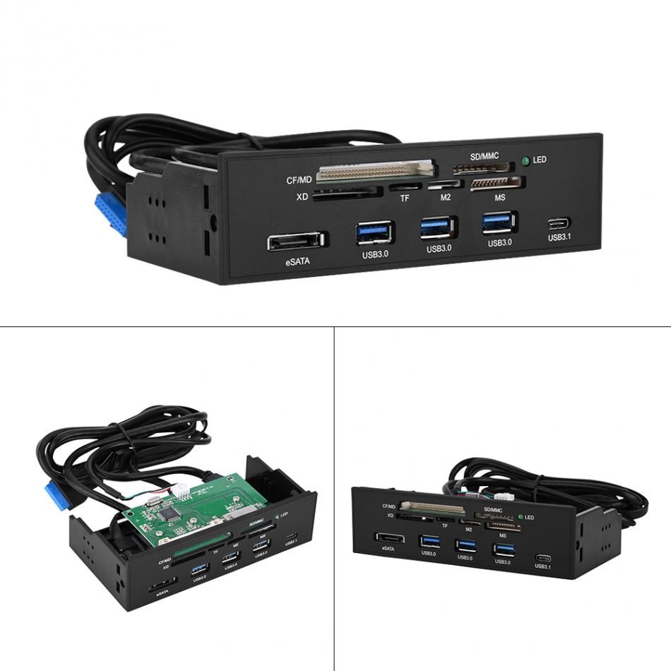 MS 64G CF Card SD XD Lettore di schede interne USB 3.0 ad alta velocità Media Dashboard Pannello frontale PC multifunzione supporto M2 MSO Lettore di schede da 5,25 pollici con indicatore LED 