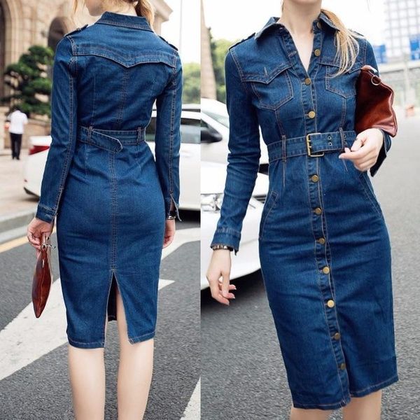 Denim Knee Length Dress Fashion Dresses Denim Knee Length Dress Fashion Dresses