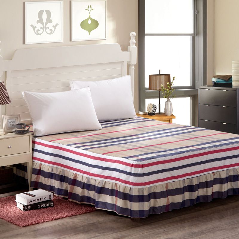 Red White Grey Striped Bed Skirt Single Bedding Set Mattress Red White Grey Striped Bed Skirt Single Bedding Set Mattress Protective Case Cover Print King Queen Full Twin Spread 12 Drop Bedskirt Voile