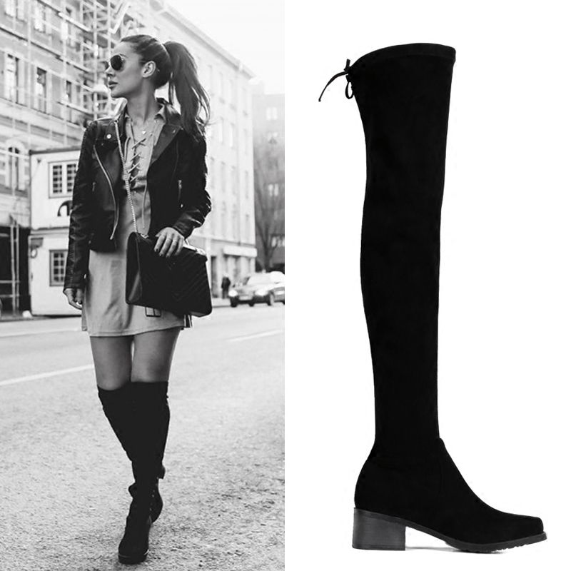 knee length black boots