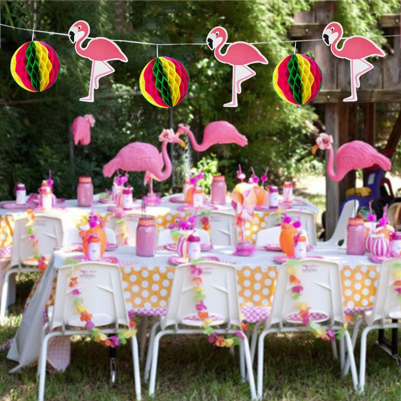  Flamingo  Coconut Tree Honeycomb Ball Banner Birthday  Party  