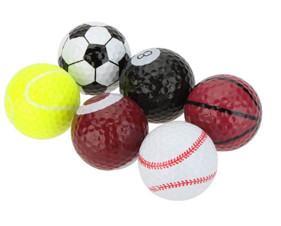 Wholesale 6pcs Golf Balls Novel Double Ball Two Piece Ball Golf Equipment Football Basketball Tabletennis Baseball 6pcs Bag