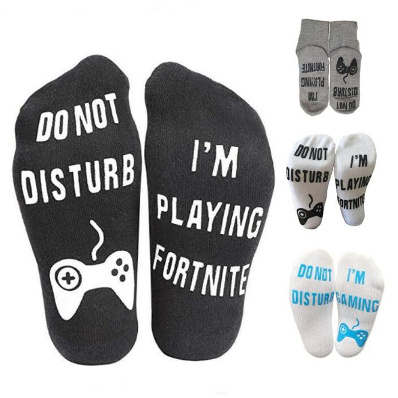2019 6 styles fortnite print socks letter i m playing fortnite do not disturb socks for big children men women athletic football ankle socks from - elite socks fortnite