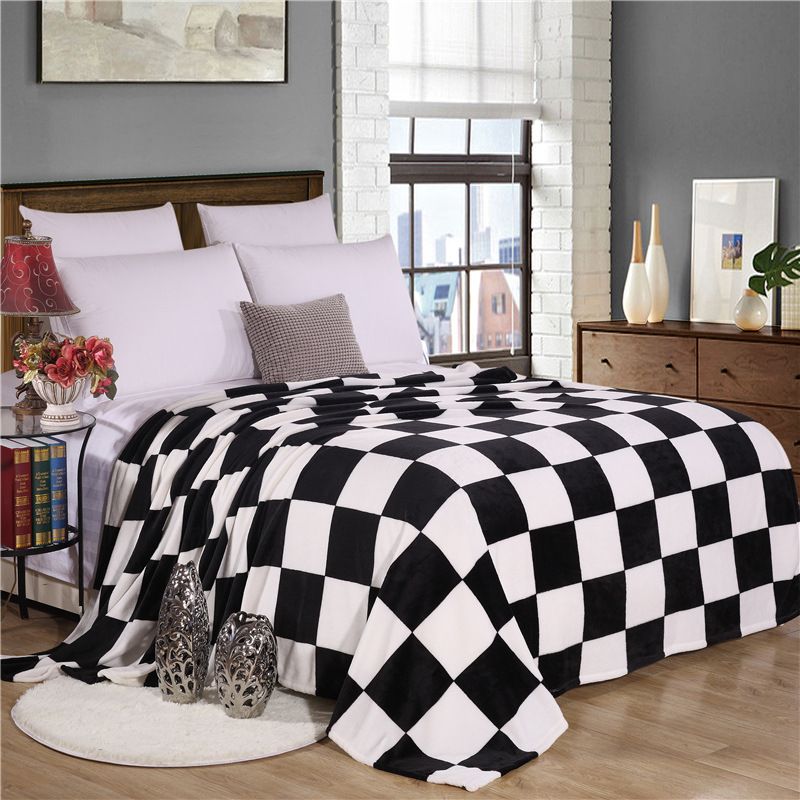 portable bright coloured geometric pattern bedspread blanket high velour blankets queen size