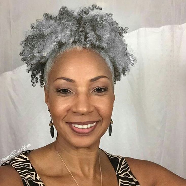 100 Real Hair Grey Hair Weave Ponytail Afro Kinky Curly Clip in Gray