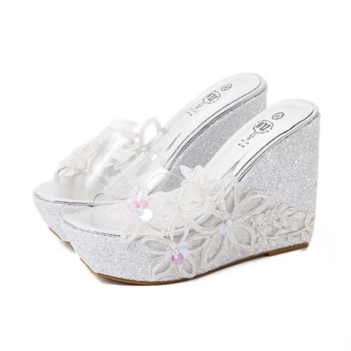 white and silver wedding shoes