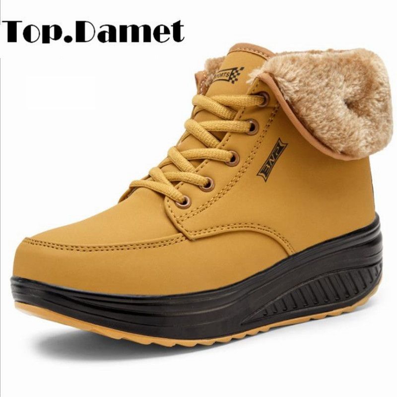 Zapatos Cordones Nieve Casuales Plataforma Antideslizante Altas Las Mujeres damet Zapatillas De Botas Para La Invierno Con Top j54RLA