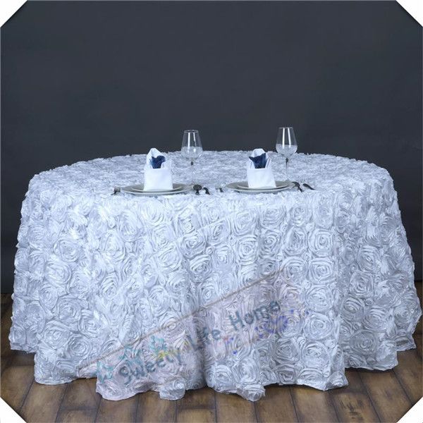 3d Satin Rosette Table Cloths Encryption Wedding Rose Cover 3d Satin Rosette Table Cloths Encryption Wedding Rose Cover Tablecloths White 305cm Round Cloth 108 Tablecloth Cotton From